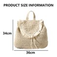 thumbnail image 2 of Mochila de paja para mujer, bolso de hombro, bolsos de playa bohemios, mochila de paja tejida a ganchillo hecha a mano de verano, 2 of 5
