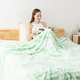 thumbnail image 7 of VK·LIVING Faux Rabbit Fur Reversible Throw Blanket,Super Soft 3D Striped Fuzzy Cozy Thick Ribbed Blankets,Tie-Dye Green,90"x 90", 7 of 7