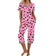 thumbnail image 2 of Tnhcen 2-Piece Women's Capri Pajama Sets Short Sleeve Nightwear V Neck Tops Capri Pants with Pockets Homewear S-2XL, 2 of 5
