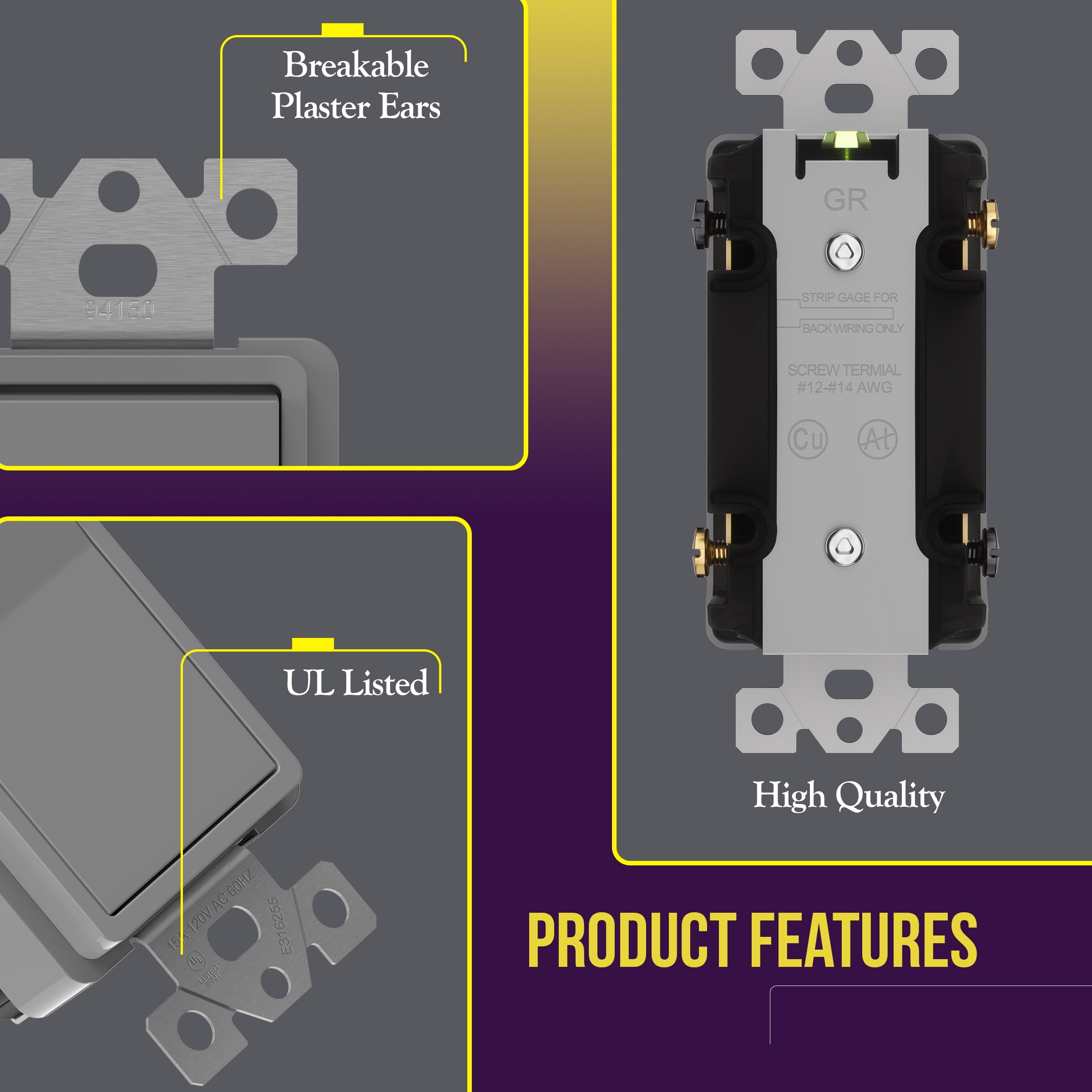 ENERLITES 4-Way Decorator Paddle Rocker Light Switch, Clamp Down
