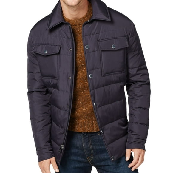 Ryan Seacrest Mens Down Cpo Quilted Jacket, Blue, Large