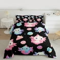thumbnail image 2 of Homewish Cartoon Axolotl Bedding Comforter Set for Kids Girls, Kawaii Ice Cream Donut Twin Comforter Sets, Cute Animal Wildlife Bedding Set, Black Bedroom Decor, 2 of 8