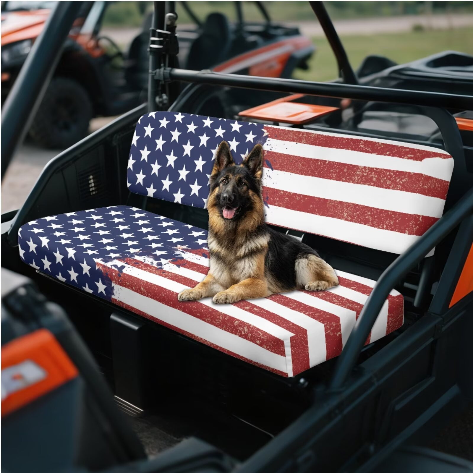 Uorisanigo UTV Seat Covers Set Universal American Flag Print Seat Pad Cover for Kawasaki Mule 4010 4x4 SE 2016-2018, UTV Bench Seats Cover Accessories, Breathable Padded Protector