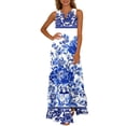 thumbnail image 2 of Nuoqisi Womens Summer Maxi Dress 2026 Casual V Neck Floral Sleeveless Sun Dress Trendy Beach Vacation Long Flowy Dresses, 2 of 8