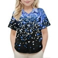 thumbnail image 4 of AUNVITO Kids Stylish Cute Casual Short Sleeve School Uniform Shirt with Star Sequins Pocket Glitter Comfy Sparkling Design, 4 of 7