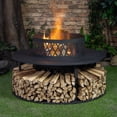 thumbnail image 1 of Deko Living 38 Inch Diameter Outdoor Steel Wood Burning Fire Pit with Log Storage, Poker and Screen Lid, 1 of 8