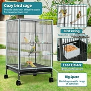 35 inch Birdcage with Stand Parrot Cage for Large Birds Parakeet Cage Wrought Iron Jaulas Para Pajaros with Play Open Top, Bottom Tray, 2 Feeders for Parakeets, Canary, Cockatiel