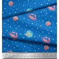 thumbnail image 3 of Soimoi Blue Japan Crepe Satin Fabric Dots & Crab Ocean Print Sewing Fabric Yard 44 Inch Wide, 3 of 3