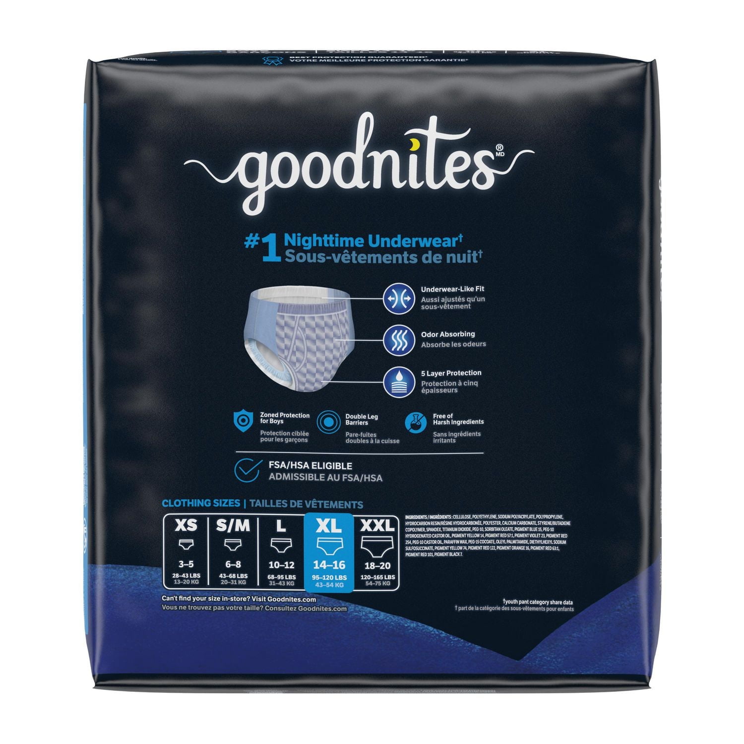 Goodnites Boys' Nighttime Bedwetting Underwear, Economy Plus Pack, Sizes S-XXL