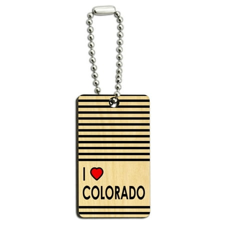 Colorado Heart - I Love Heart Colorado Wood Rectangle Key Chain