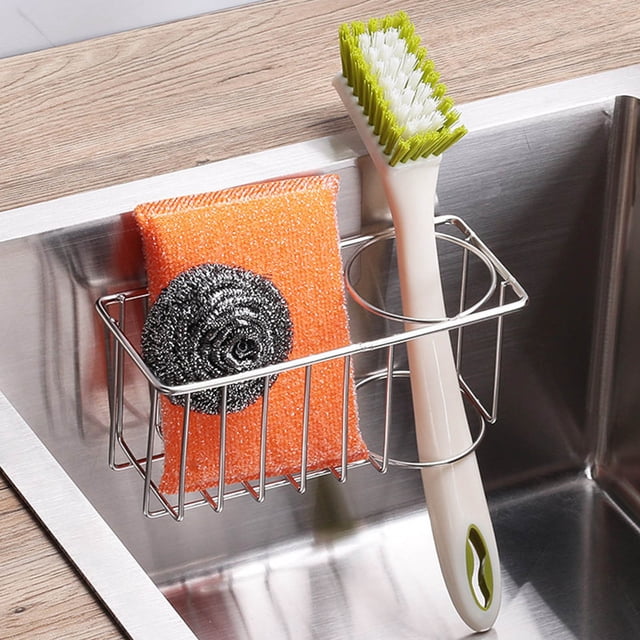 Up to 65% off Kitchen Gadgets Sponge Holder For Kitchen Sink 2 In 1 Sink Frame 304 Stainless Steel Kitchen Bathroom Organizer Accessories Kitchen Organizers and Storage