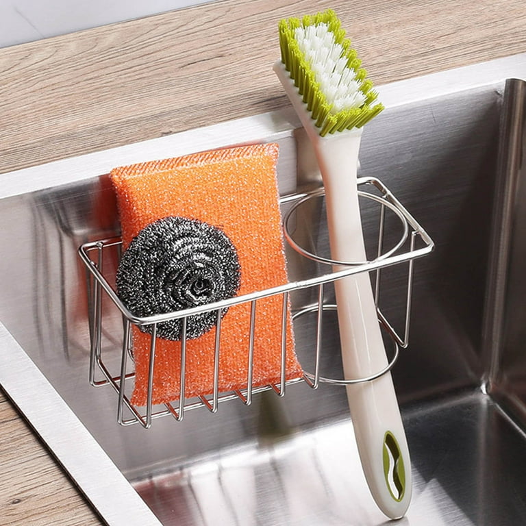 HUMUTA 3 in 1 sponge holder for kitchen sink, stainless steel in