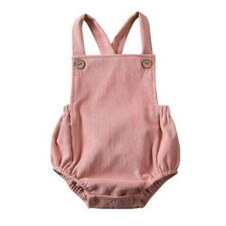

StylesILove Unisex Infant Baby Solid Corduroy Sleeveless Romper Toddler Boys Girls Backless Adjustable Jumpsuit Outfit (Pink 0-3 Months)