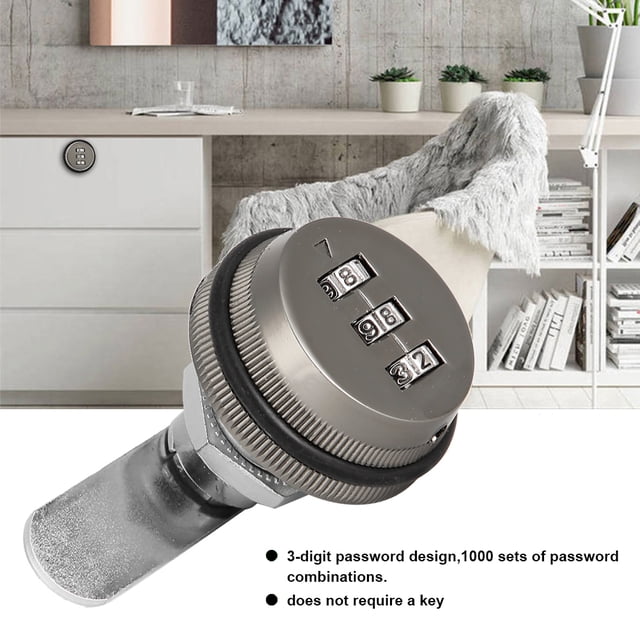 Mechanical Lock, Zinc Alloy Password Lock Long Service Life 1000 Sets Password Combinations for Home Security Black Ruthenium 20mm/0.79in