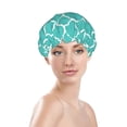 thumbnail image 3 of YFYANG Women's Double Waterproof Shower Cap, Green Quatrefoil Pattern Reusable Hair Cap for All Hair Styles and Head Sizes, 3 of 9