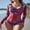 V neck-Gradient Red, variant on Charmo V Neck Rash Guard for Women One Piece Bathing Suits Tummy Control Long Sleeves Monikini Swimsuit