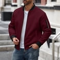 thumbnail image 3 of Yokua Fleece Bomber Coat Men Waffle Zip Up Varsity Coat Windbreaker Coat Barn Coat Outwear with Pockets, 3 of 10
