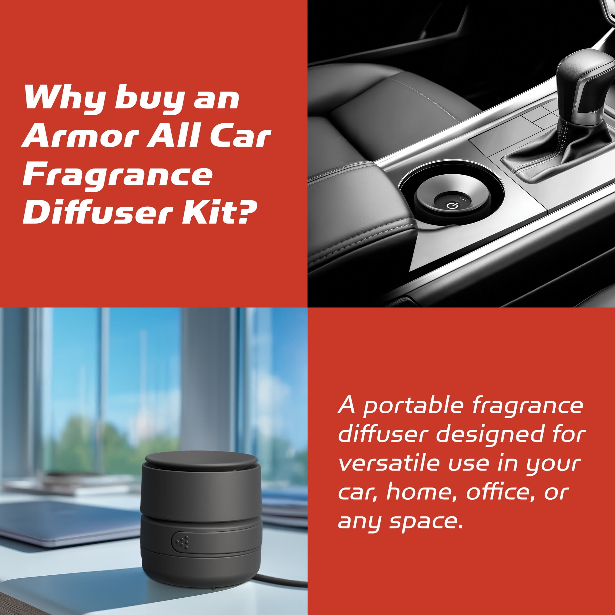 Armor All Fragrance Diffuser Kit, Car Air Freshener with Odor Elimination Technology, Sunrise Glow Scent, Car Diffuser and 1 Refill