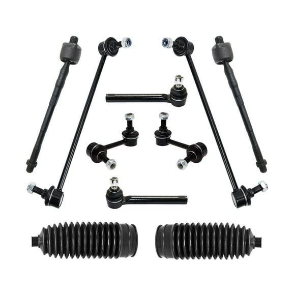 PartsW - 10 Pc Front & Rear Suspension Kit Outer Inner Tie Rod Ends, Sway Bar End Links, Steering Gear Bellows Fits Nissan Murano 2005-2007//