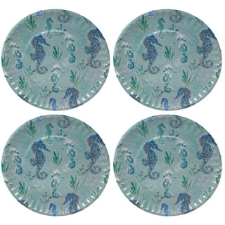 Northeast Home Goods Blue and White Swirl Polypropylene Dinnerware (Set of  4 Dinner Plates) 