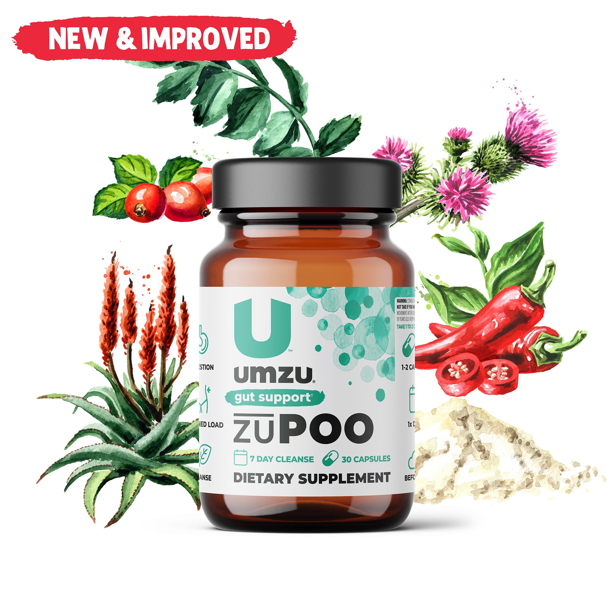 UMZU zuPOO Colon Cleanse & Gut Support Natural Supplement Capsules