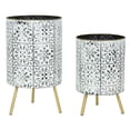 thumbnail image 3 of Bantu Modern Metal White Planters (Set of 2), 3 of 5