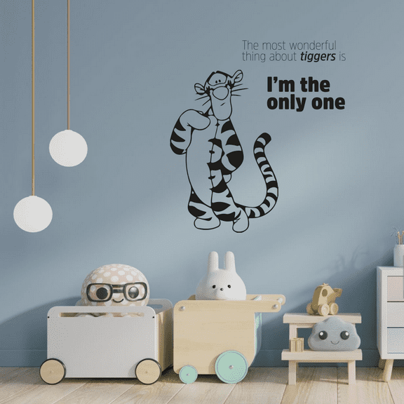 The Most Wonderful Thing About Tiggers Is I'm The Only One Tigger Character Vinyl Wall Sticker Art Decal Décor Home Room Kids Room Boys Girls Room Pooh Lover Living Room Decoration Size (30x22 inch)