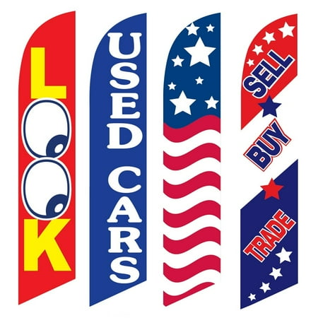4 Advertising Swooper Flags Look Used Cars USA Sell Buy Trade