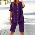 thumbnail image 5 of MSJUHEG Summer Outfits for Women 2025 Linen Set Women Loungewear Sets Woman 2 Piece Workout Sets for Women Two Piece Short Set for Women 2 Piece Summer Sets for Women Biker Short Set Purple L, 5 of 8