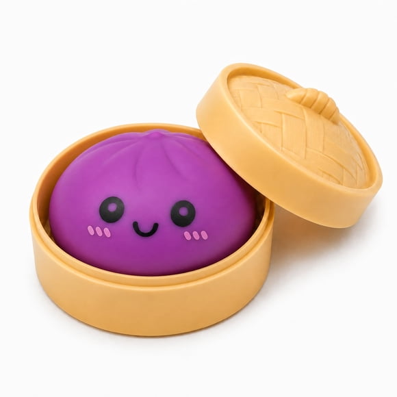 Pelota antiestrés squishy Stantam de dumpling morado, juguete fidget