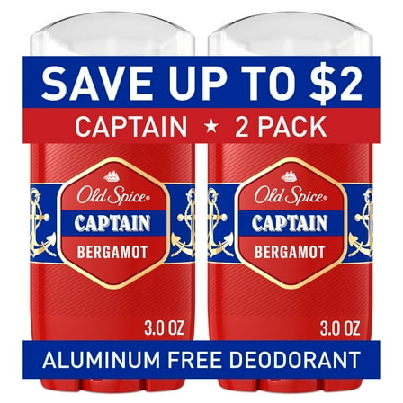 Old Spice Invisible Solid, Men's Deodorant Stick, Captain Scent, 3.0 oz, 2 Pack