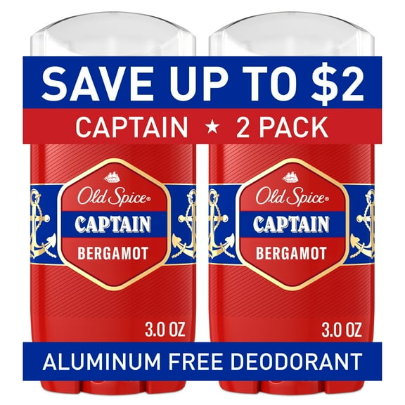 Old Spice Invisible Solid, Men's Deodorant Stick, Captain Scent, 3.0 oz, 2 Pack