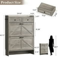 thumbnail image 3 of FANRAL Shoe Cabinet with 2 Flip Drawer & 2 Storage Drawer,Farmhouse Narrow Shoe Rack with Adjustable Shelve & Hook for Entryway,Hallway,Gray, 3 of 10