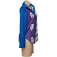 thumbnail image 4 of Women's Sarah Lynn Printed Blue Skull Shirt Blue Button-up Long Sleeve Striped Shirt Uniform, 4 of 7