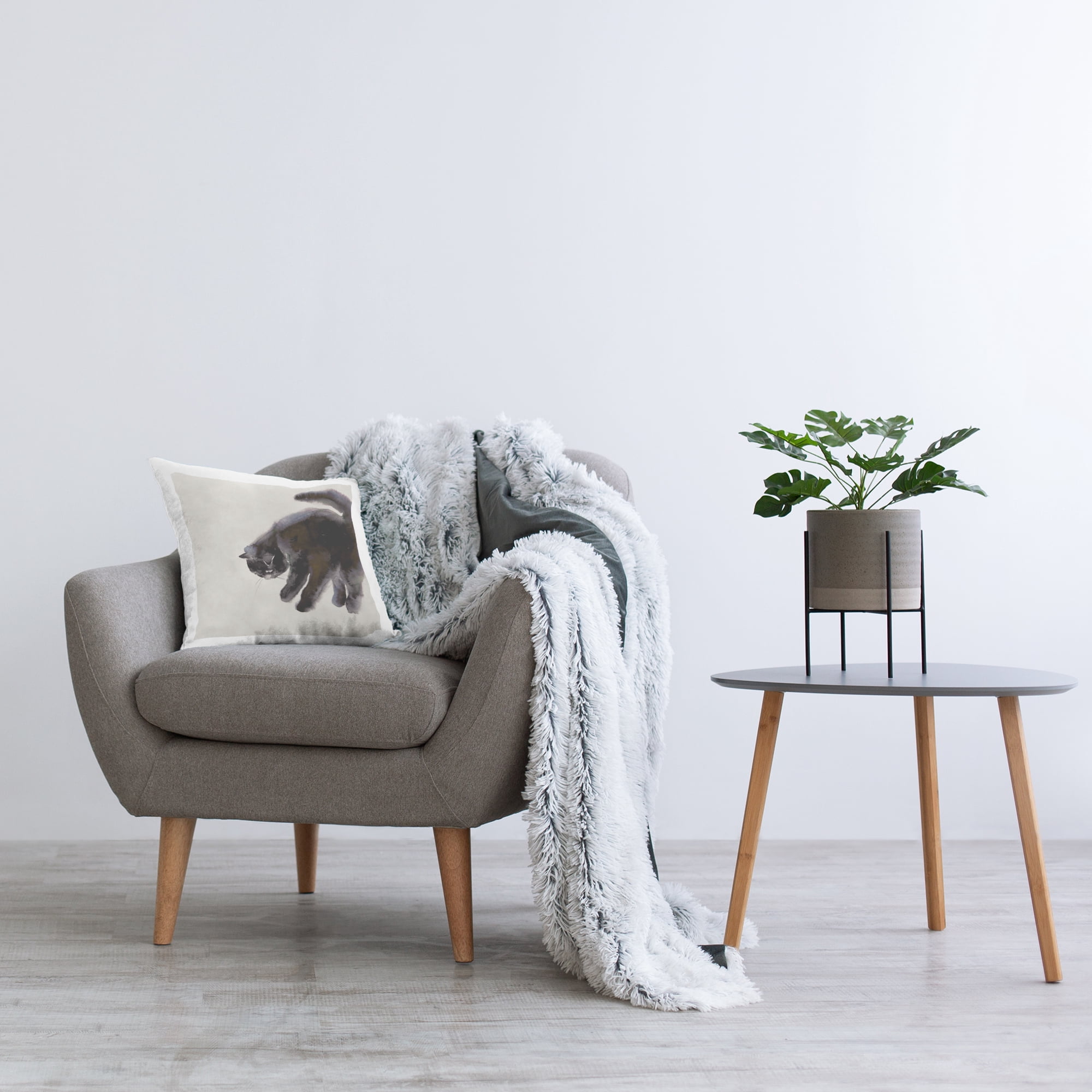 Stupell Industries Simple Cat Watercolor Decorative Printed Throw Pillow Design by Melissa Wang .