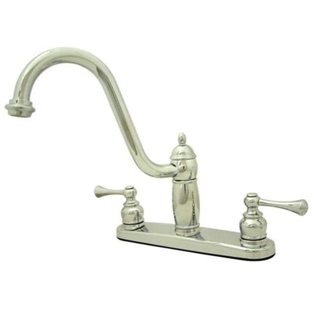 Kingston Brass KB1111BLLS Heritage 8" Twin Lever Handle Kitchen Faucet Without Sprayer, Polished Chrome