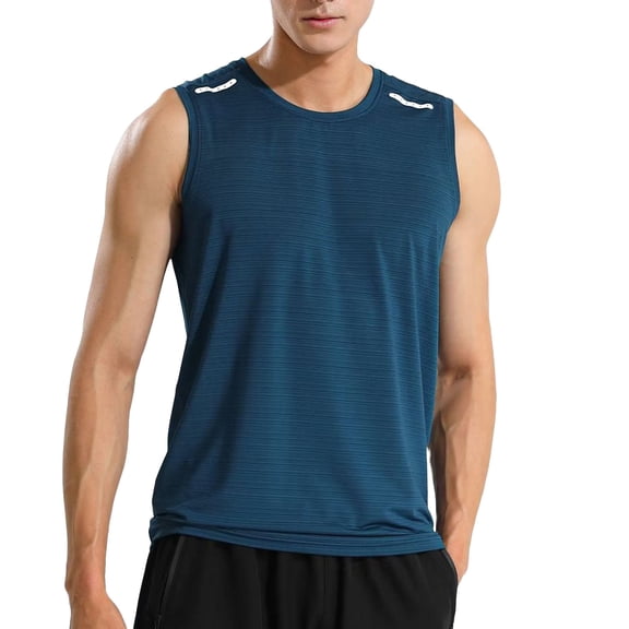 Sngxgn Mens Workout Stringer Tank Tops Gym Shirt Sleeveless Training Bodybuilding Vest(Blue,XXL)