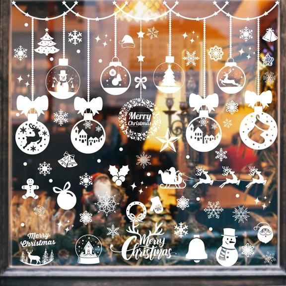 10 Sheets Christmas Snowflakes Window Clings Decals 419 Pcs Xmas Window Stickers