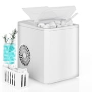 CONCETTA Countertop Ice Maker, 9pcs in 6 Mins, 26lbs/24H ,Bullet Ice Maker with Ice Scoop and Basket, White