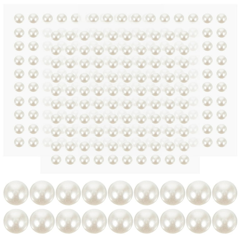 4 Sheets of Adhesive Pearl Stickers Face Pearl Diy Stickers