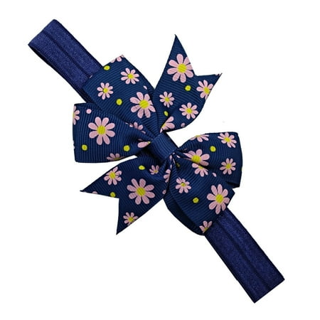 

Toddler Baby Girls Flower Headband Floral Prints Bowknot Elastic Hair Band For Infant