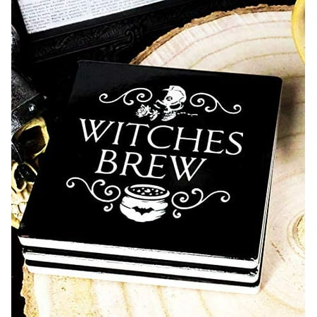 

Ebros Witches Brew Rose Skull Cauldron Cork Backed Ceramic Coasters Set of 4