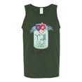 thumbnail image 2 of Wild Bobby, Y'all Is Not Word It's A Word Southern Artsy Jar with Flowers Pop Culture Mens Graphic Tank Top, Forest Green, Large, 2 of 3