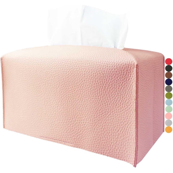 Minzimin Tissue Box Cover Rectangular - Plus Size Large Tissue Box Cover Rectangle Faux Leather Tissue Box Holder Long for Extra Large Rectangle Facial Tissue Box