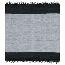 SAFAVIEH Vintage Leather Camden Striped Area Rug, Ivory/Black, 6' x 6' Square