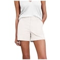 thumbnail image 2 of Women's Stretchy Twill Mid-Rise Shorts with Side Pockets - Soft Brushed Fabric, Flattering Fit Casual Shorts for Summer Walking & Errands,White 3XL, 2 of 5
