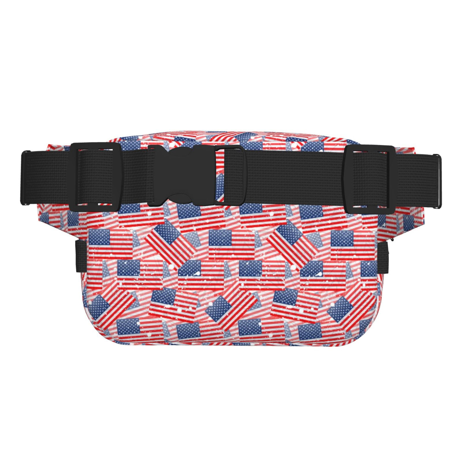 Rateoe America Flags Print Fanny Pack Belt Bag for Women and Men, Square Double-Layer Waterproof Waist Pack with Adjustable Strap for Hiking, Jogging, Cycling