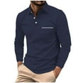 thumbnail image 2 of UVEASISHA Casual Polos Shirts for Men Long Sleeve Button Down Golf Shirts Classic Slim Fit Stretch Golf Poloss Stylish Collared Work Shirt with Pocket Limited Time Deal,Navy,S, 2 of 6