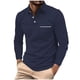thumbnail image 1 of pstuiky Camisas de manga larga abrigadas para hombre, Camisa deportiva de color liso para hombre con solapa y botones, manga larga, top/camisa con solapa camisetas de hombre m, 1 of 5