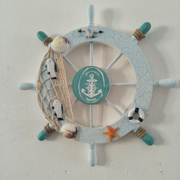 Decoración de pared, volante, aspecto pirata, aspecto barco, de madera, 28 cm